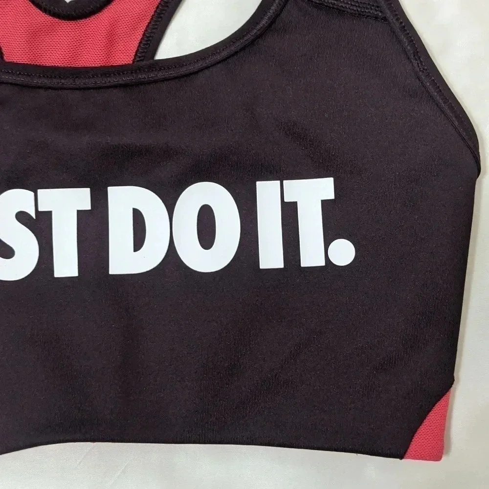 Nike 'Just Do It' Dri-fit Sports Bra, Color Maroon/Magenta Size XS